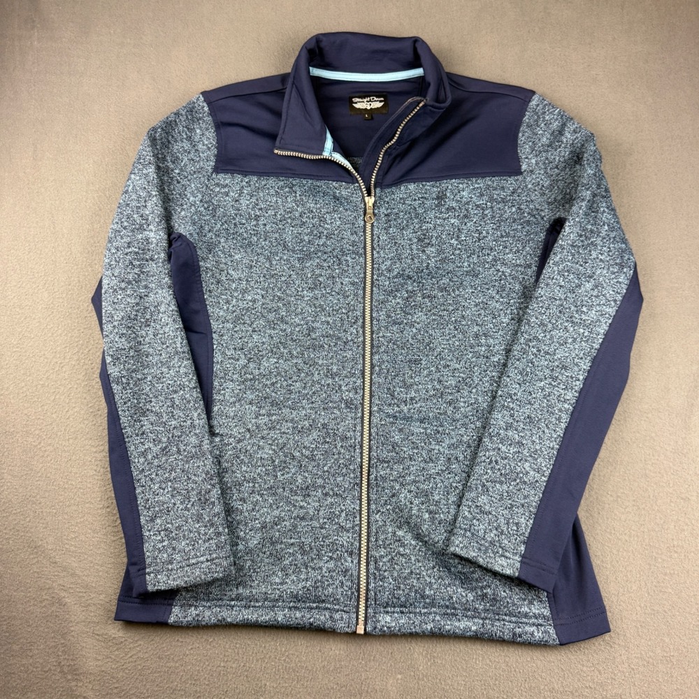 Straight Down Jacket Women L Blue Full Zip Fleece Knit Golf Activewear Outerwear
